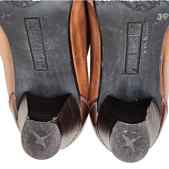 PIKOLINOS Lace-Up Oxford Heels Sz 39/8.5 Soft Tan Leather Pumps Made in Spain - Picture 12 of 15